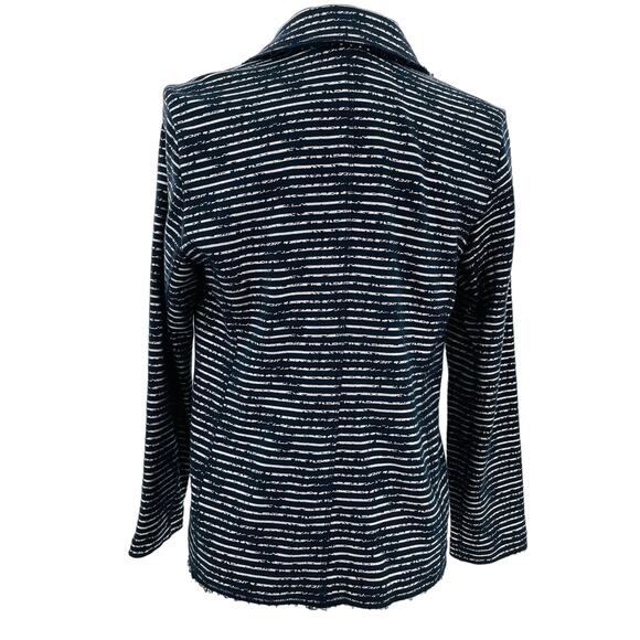 Elliott Lauren Black & Silver Striped Knit Button Front Blazer Jacket Women Sz S - Picture 2 of 11